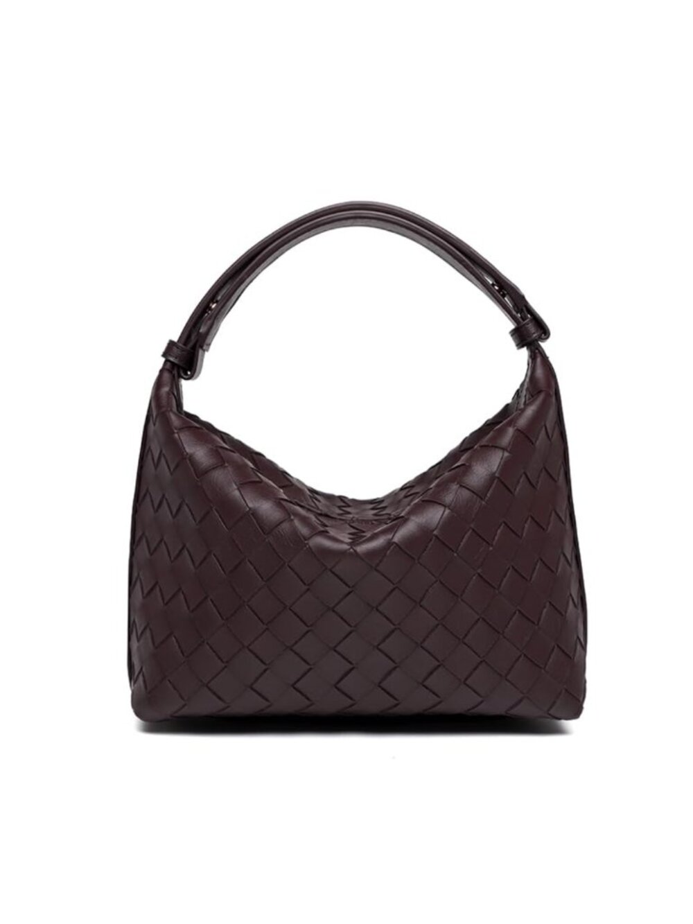 Woven Vegan Leather Shoulder Bag Top-Handle Handbag Spacious Interior